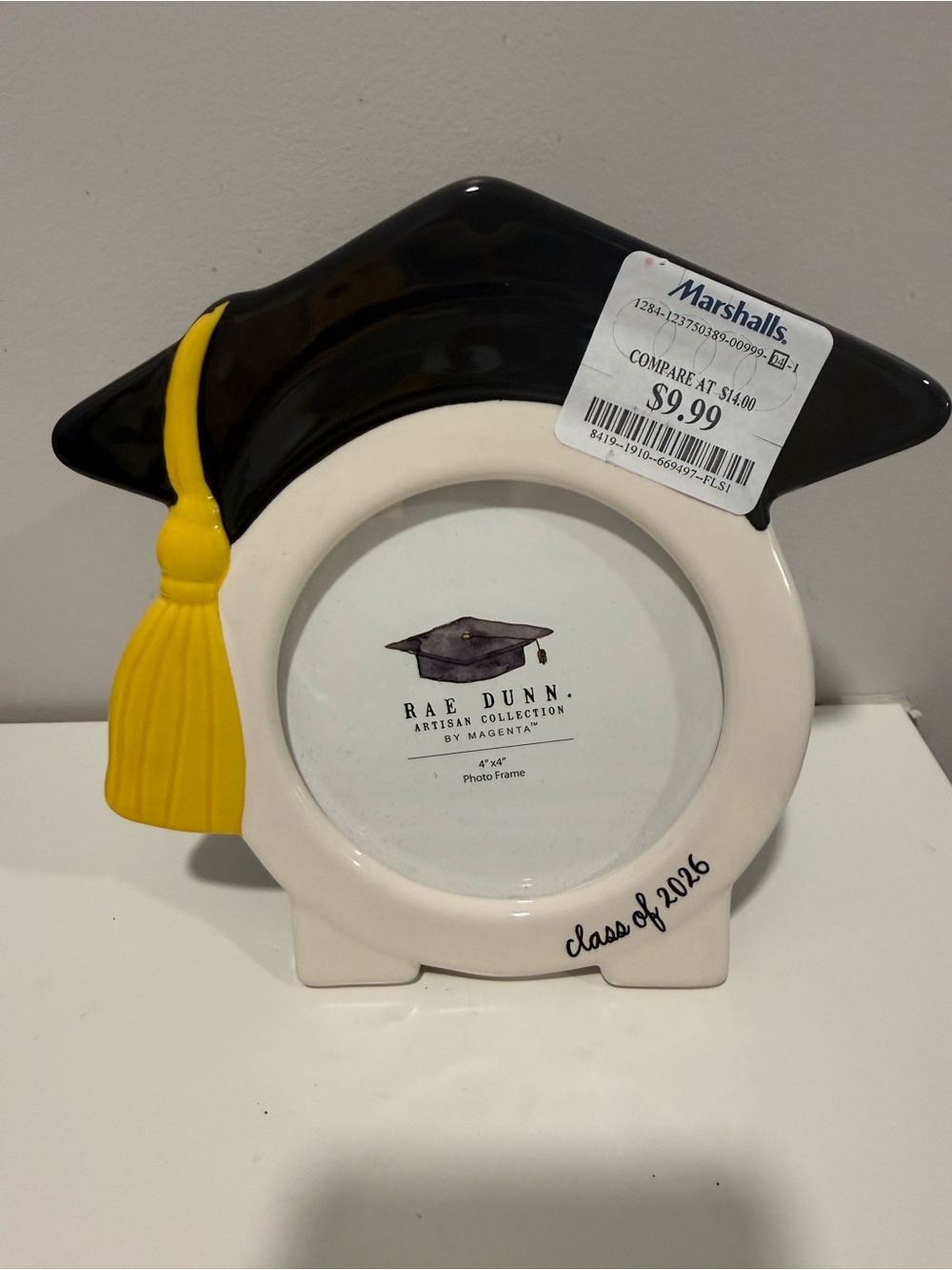 Rae Dunn Black and Yellow Graduation Photo Frame 4x4